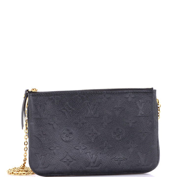Double Zip Pochette Empreinte Leather