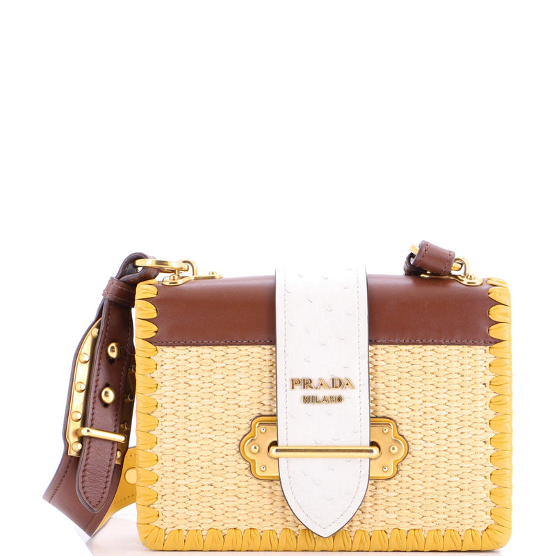Cahier Crossbody Bag Straw And Leather