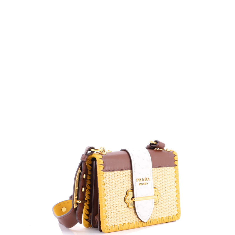 Cahier Crossbody Bag Straw And Leather