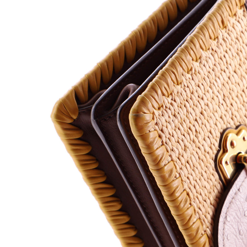 Cahier Crossbody Bag Straw And Leather