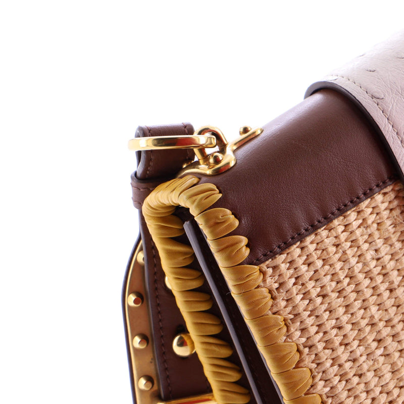 Cahier Crossbody Bag Straw And Leather