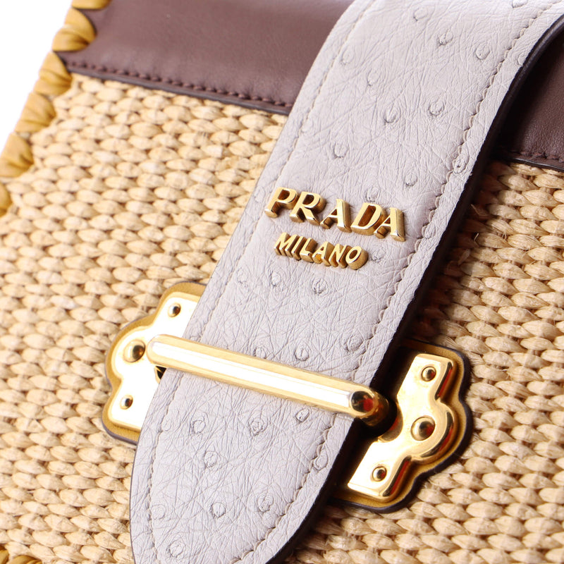 Cahier Crossbody Bag Straw And Leather