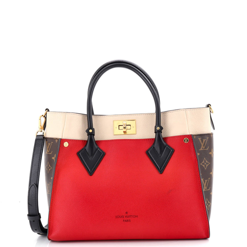 On My Side Tote Leather With Canvas Mm