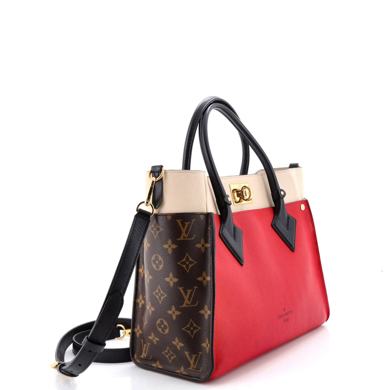 On My Side Tote Leather With Canvas Mm