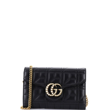 Gucci Pearly Gg Marmont Chain Wallet