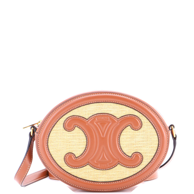 Triomphe Oval Crossbody Bag Straw And