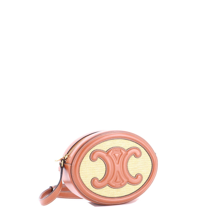 Triomphe Oval Crossbody Bag Straw And