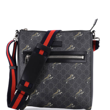 Web Strap Front Zip Messenger Bag