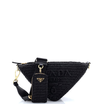 Triangle Logo Zip Crossbody Bag Crochet