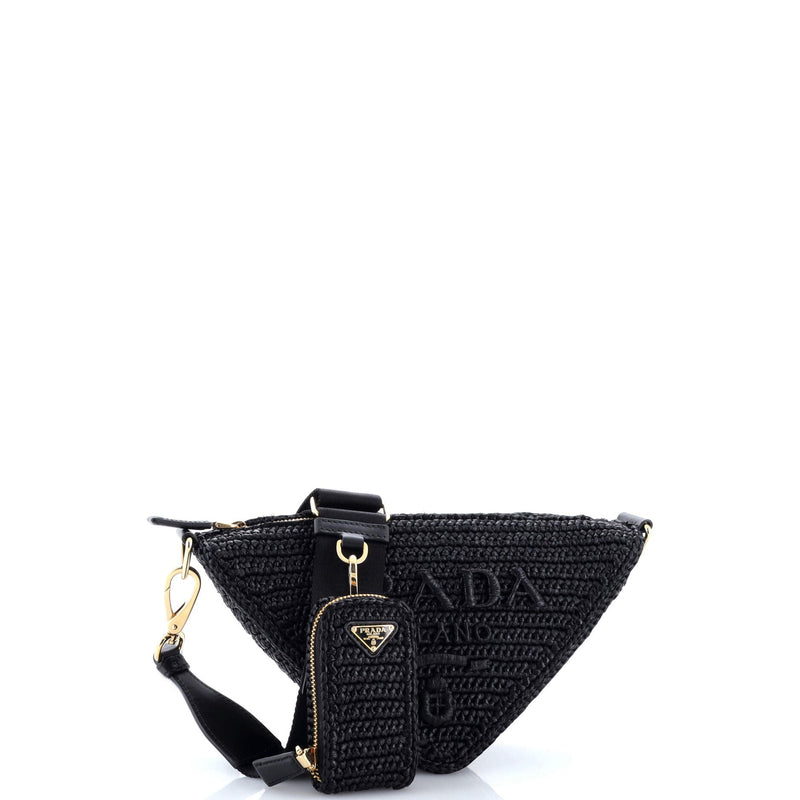 Triangle Logo Zip Crossbody Bag Crochet