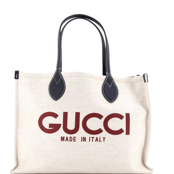 Gucci Logo Shopper Tote Printed Canvas