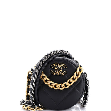 19 Round Clutch With Chain Quilted