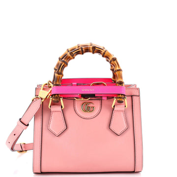 Diana Nm Bamboo Handle Tote Leather Mini