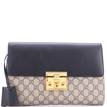 Padlock Clutch Gg Canvas And Leather