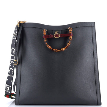 Diana Nm Bamboo Handle Tote Leather Maxi