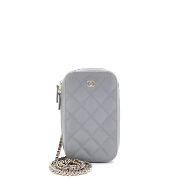 Zip Around Phone Case With Chain Quilted