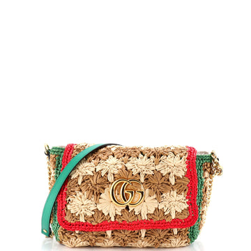 Gg Marmont Flap Bag Raffia Small