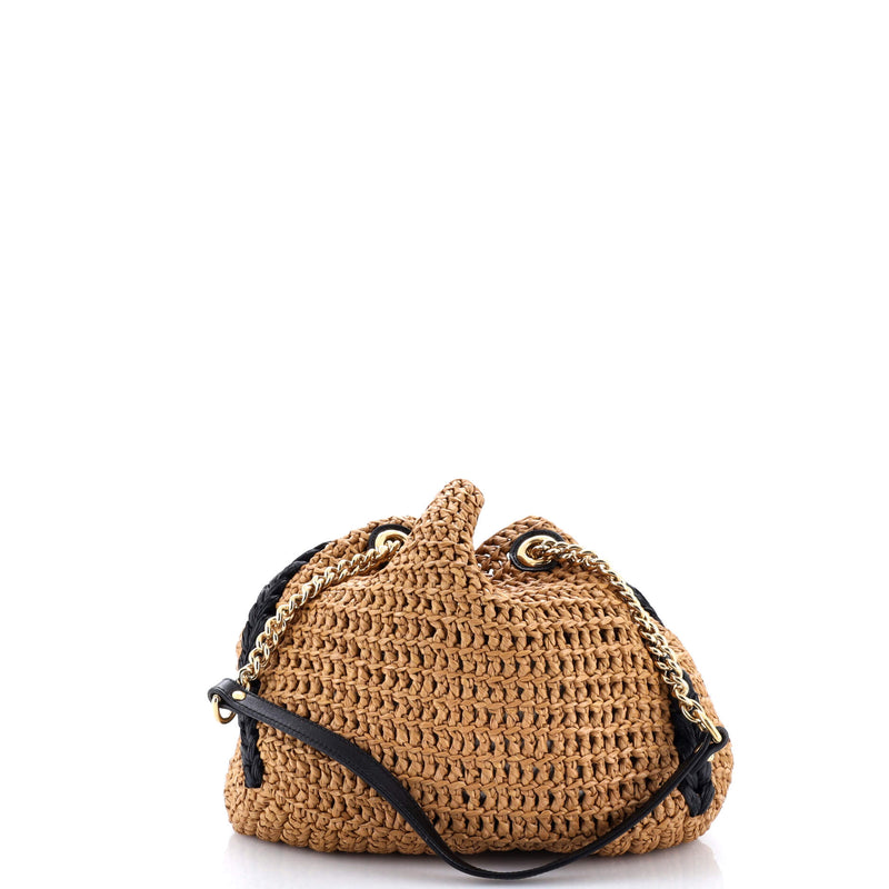 Gg Marmont Chain Tote Raffia Small