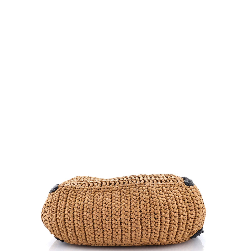 Gg Marmont Chain Tote Raffia Small