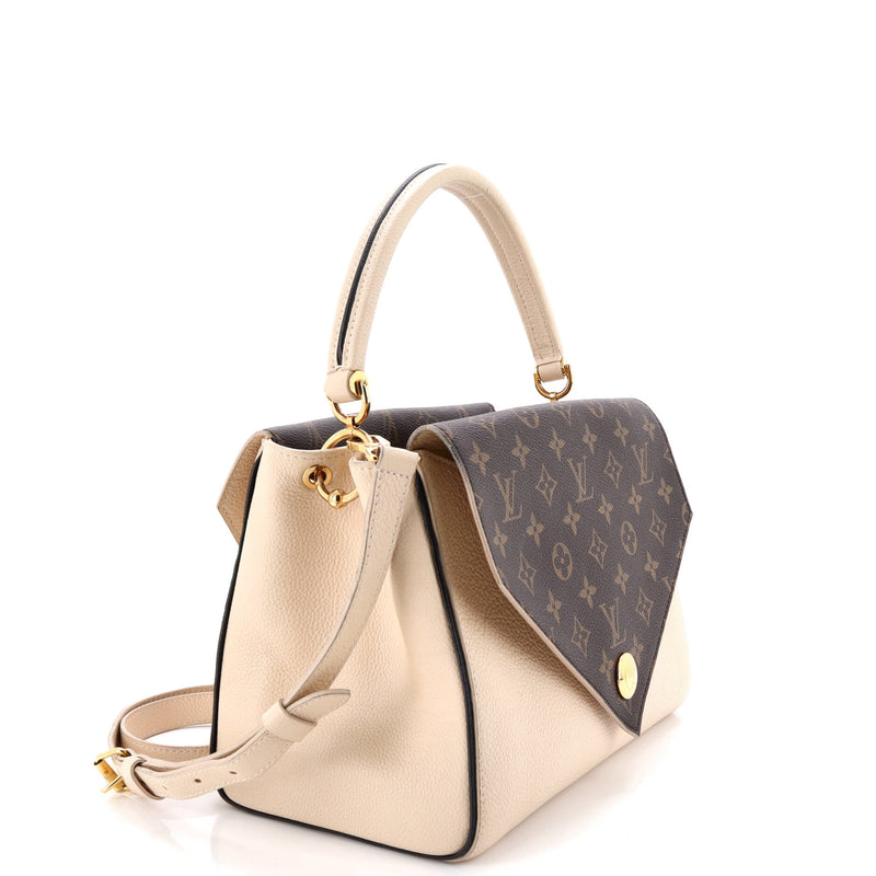 Double V Handbag Calfskin With Canvas