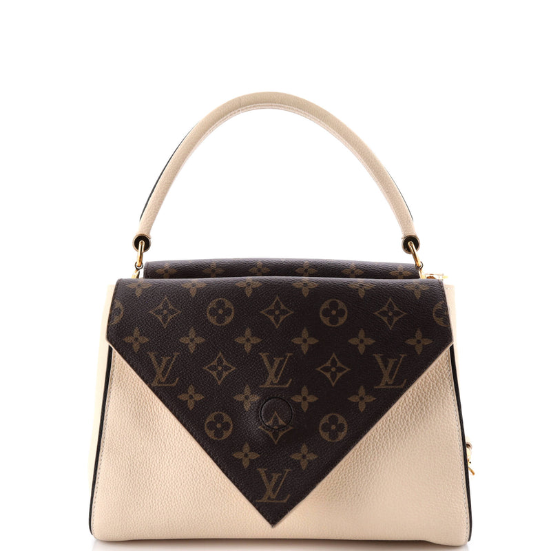 Double V Handbag Calfskin With Canvas