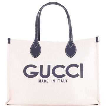 Gucci Logo Shopper Tote Printed Canvas