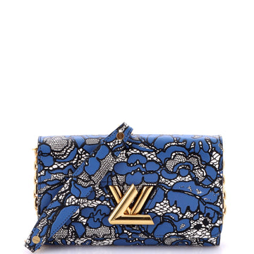 Twist Chain Wallet Lace Embossed Leather