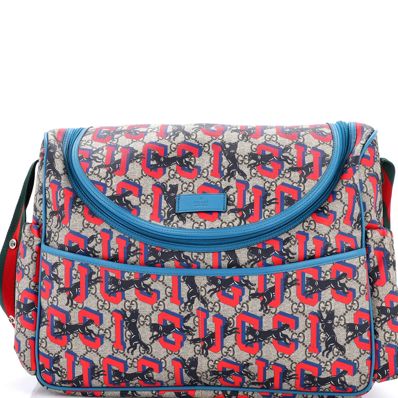 Diaper Bag Printed Gg Coated Canvas