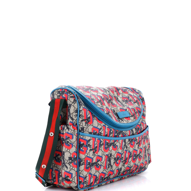 Diaper Bag Printed Gg Coated Canvas