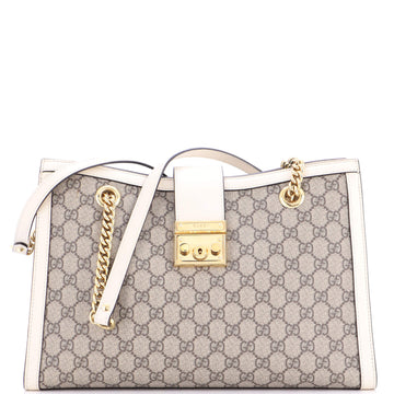 Padlock Chain Tote Gg Coated Canvas With