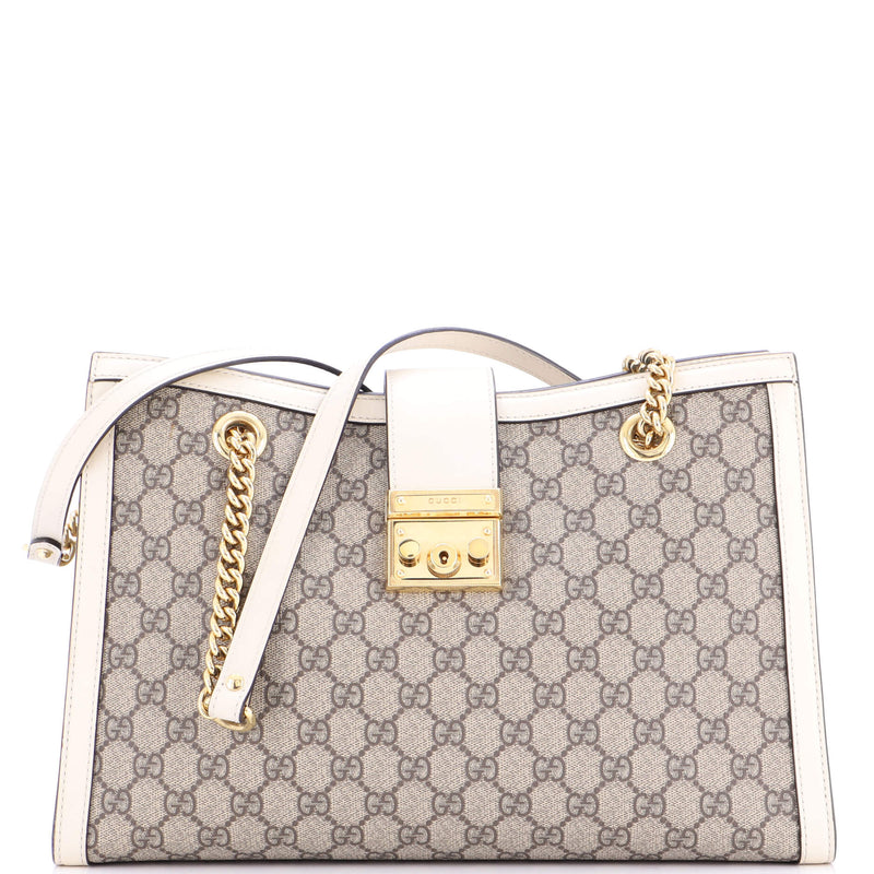 Padlock Chain Tote Gg Coated Canvas With