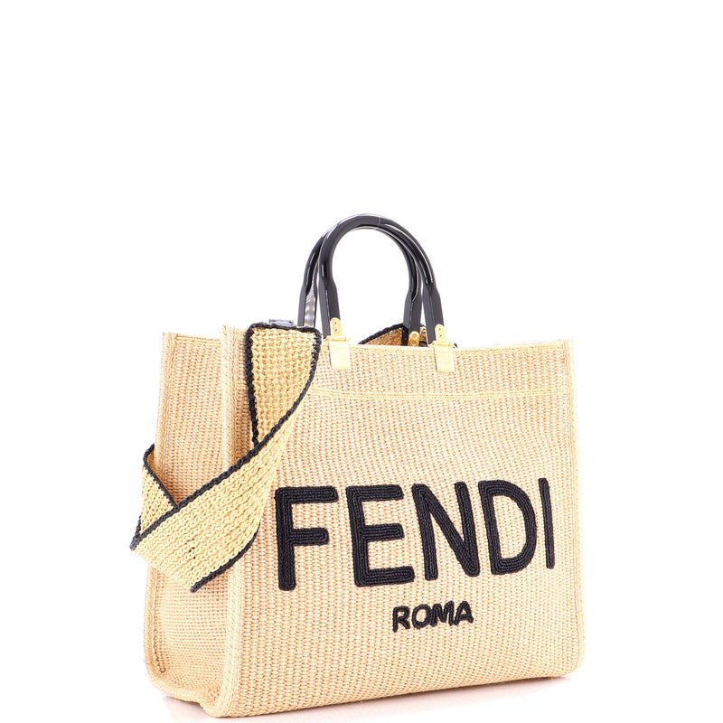 Sunshine Shopper Tote Woven Raffia