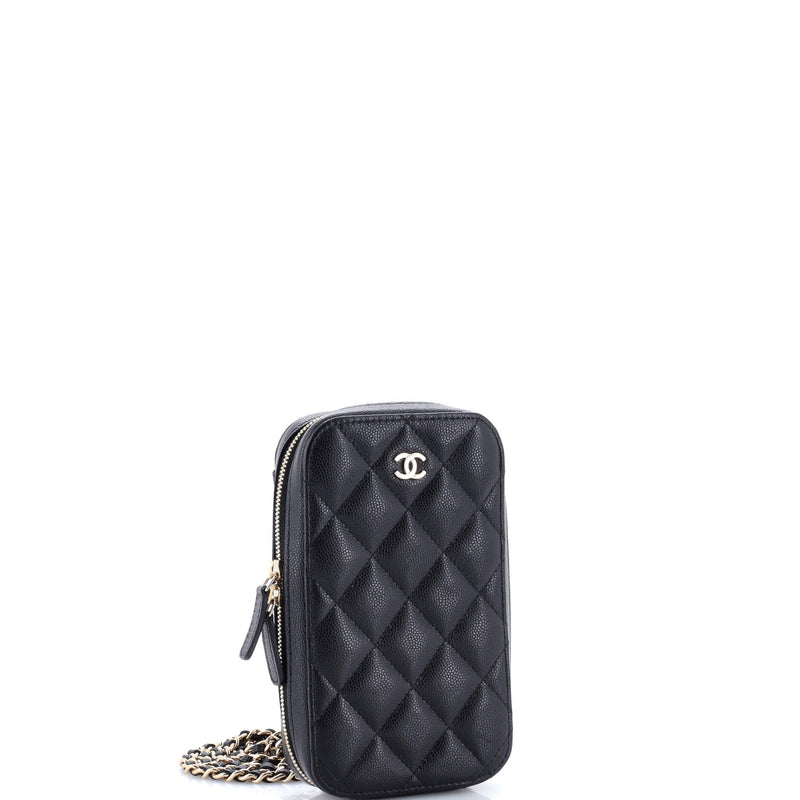 Zip Around Phone Case With Chain Quilted