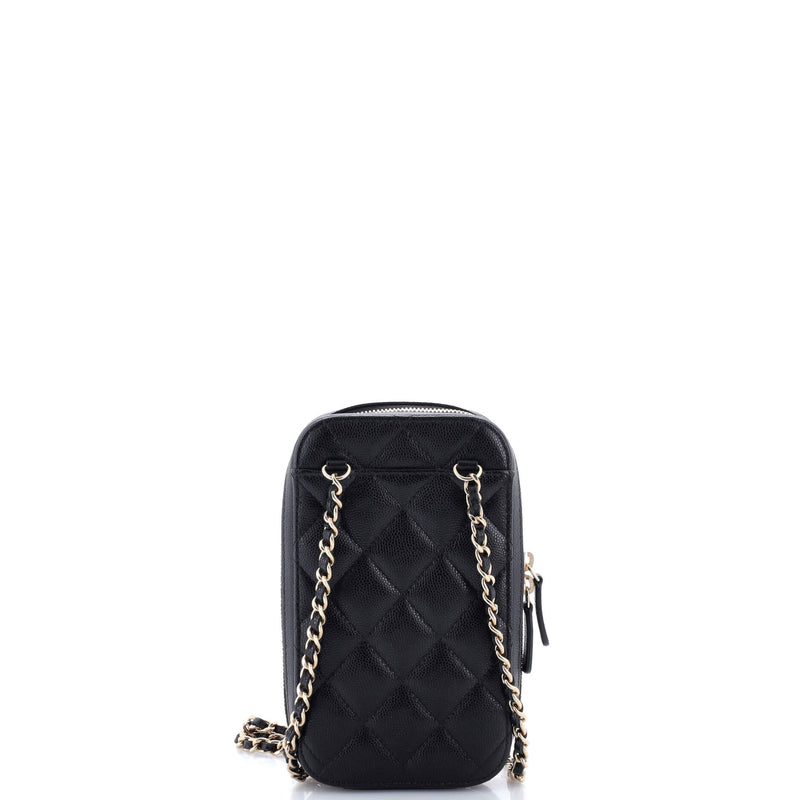 Zip Around Phone Case With Chain Quilted