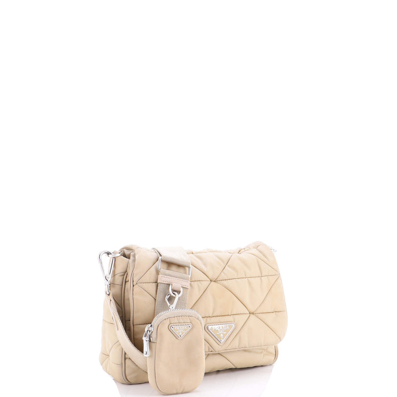 Padded Flap Shoulder Bag Quilted Tessuto