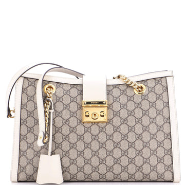 Padlock Chain Tote Gg Coated Canvas With