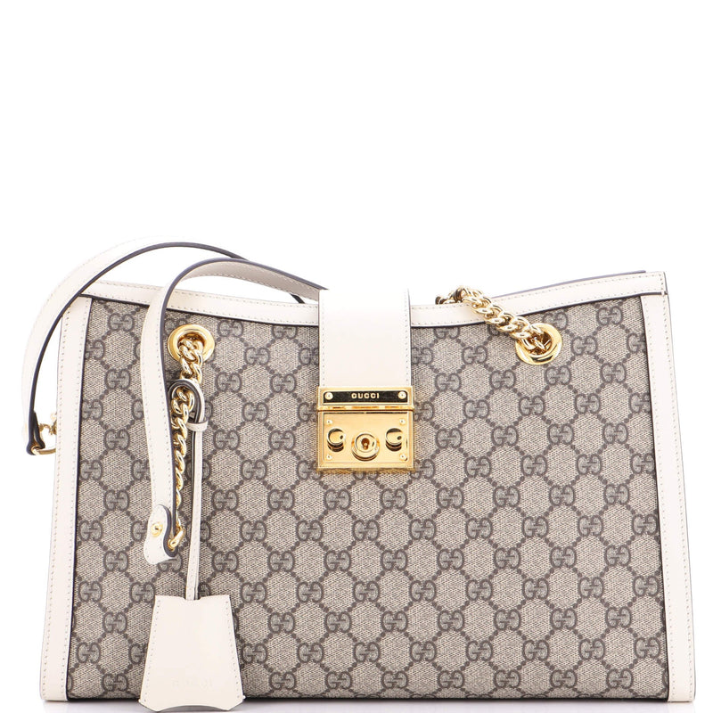 Padlock Chain Tote Gg Coated Canvas With