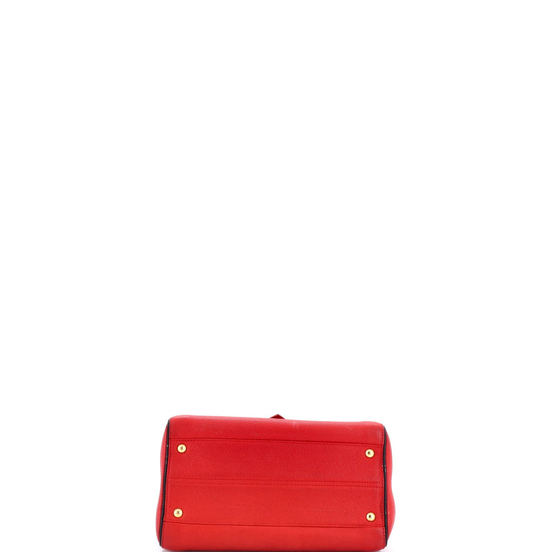 Double V Handbag Calfskin With Canvas