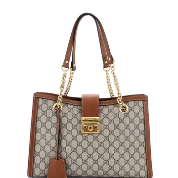 Padlock Chain Tote Gg Coated Canvas With