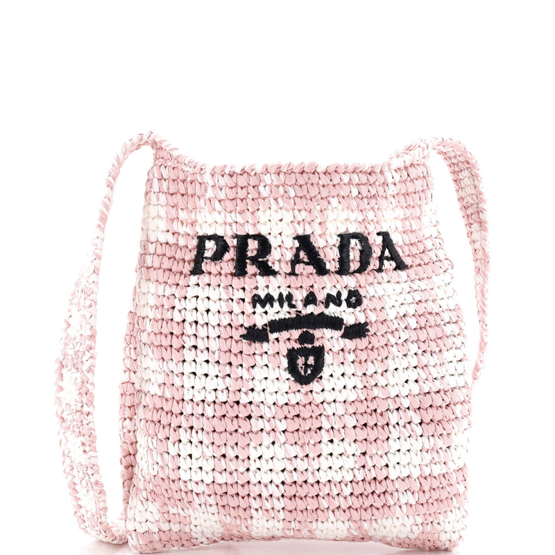 Logo Messenger Bag Printed Raffia Small