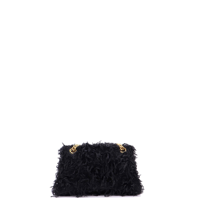 Crush Chain Flap Bag Fabric Feathers