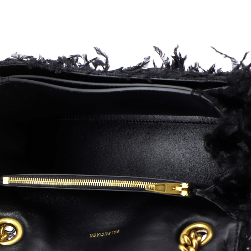 Crush Chain Flap Bag Fabric Feathers