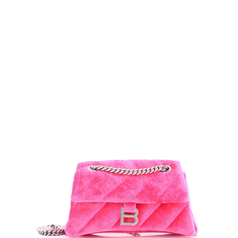 Crush Chain Flap Bag Quilted Velvet