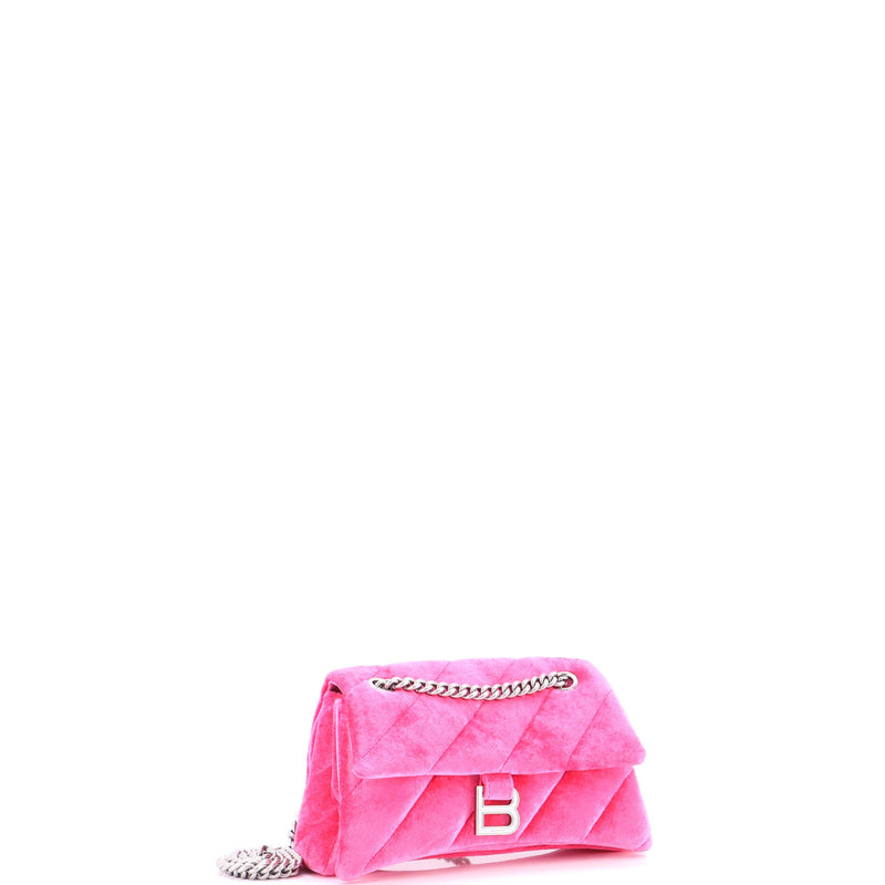 Crush Chain Flap Bag Quilted Velvet