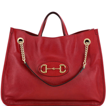Horsebit Chain Tote Leather Large