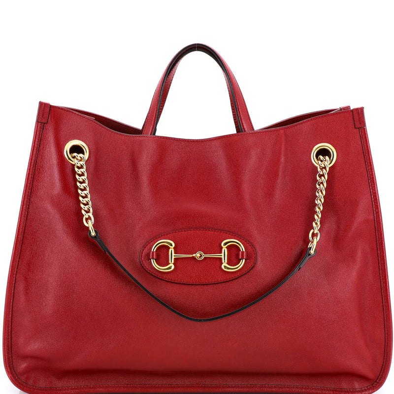 Horsebit Chain Tote Leather Large