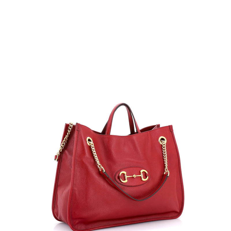 Horsebit Chain Tote Leather Large