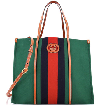 Interlocking G Web Tote Canvas Large