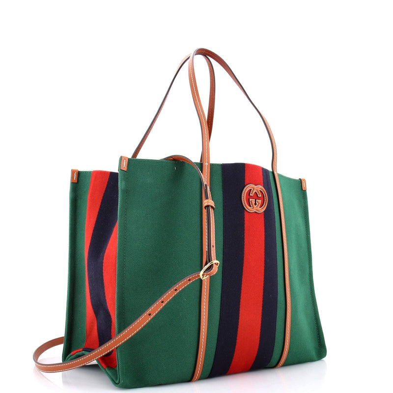 Interlocking G Web Tote Canvas Large