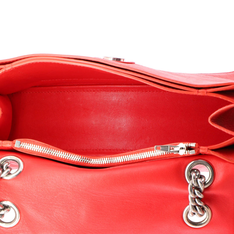 Crush Chain Flap Bag Leather Small